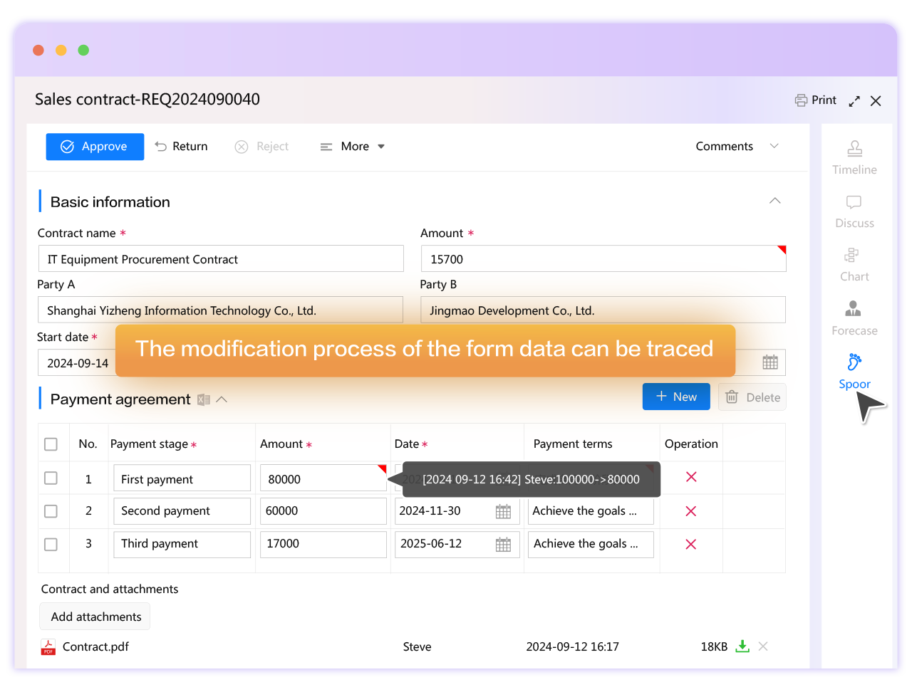 FlowPortal BPM Modification Trace: Field modification records during process, ensuring form data traceability